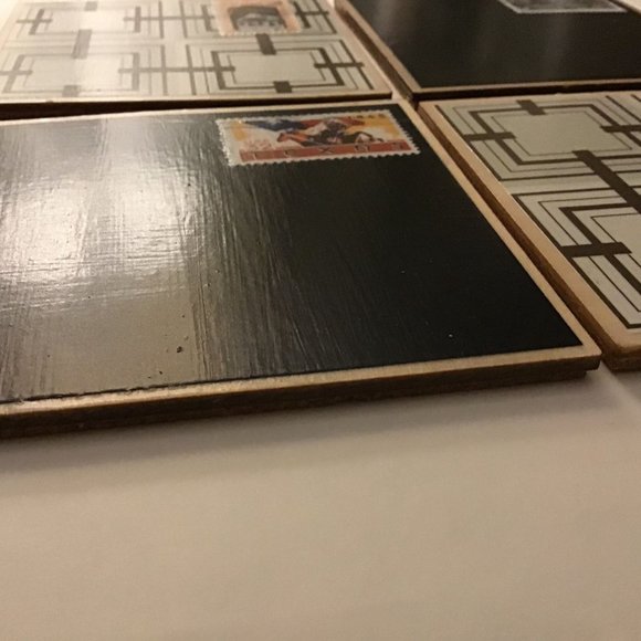 DC & State Coasters, 4 pack, Postage Stamp Wood Coaster Set with Cork Backing, D - Picture 3 of 9